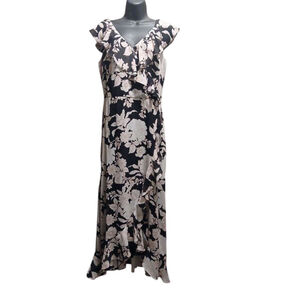 London Times Women's Floral Print Ruffle Maxi Dress - Size 12 - JC408